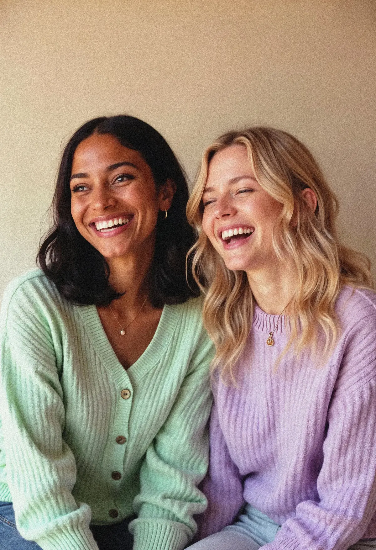 Duas amigas rindo juntas